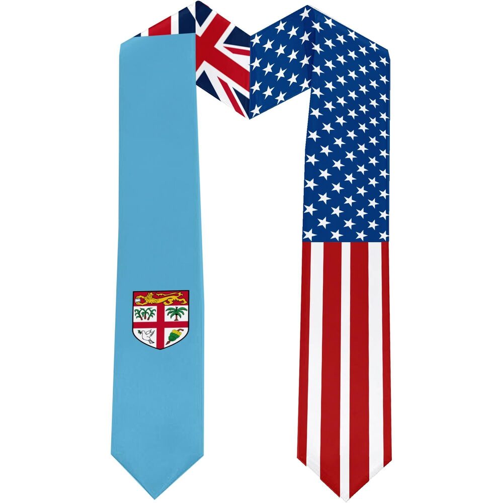 6979 2025 Fiji Flag and USA Flag Graduation Stole Graduation Sash